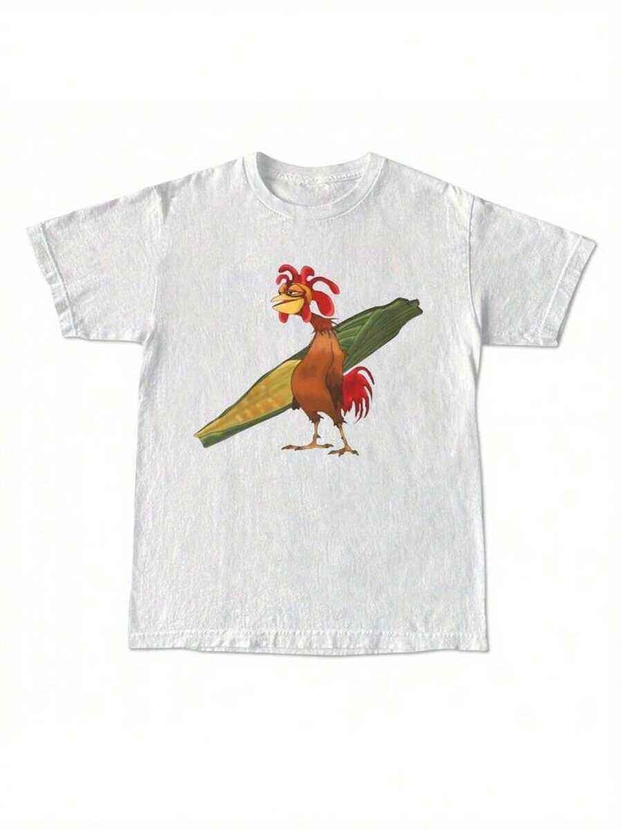 Chicken Joe Graphic T-Shirt - Unisex Casual Crew Neck Tee With Rooster & Corn Design, Black, Perfect For Men, Women, And Friends, All-Season Comfort Fit - 彩色 - 查看 1