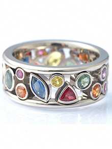 1pc Fashion Crystal Quartz Ion Ring, With Therapeutic, Slimming, Lymphatic Drainage Effects, Magnetic Multi-Color Minimalist Accessory - Multicolor - View 14