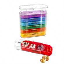 1PC 7 Days A Week Medicine Box 28 Square Pill Storage Plastic Medicine Storage Family Travel Moisture-Proof Medicine Box - Màu tím - Xem 6
