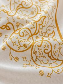 1pc Ramadan Beige Curtain With Gold Moon, Star, Lantern Pattern, Beige Tassel Decor, Room Divider, Door Curtain, Kitchen Short Curtain, Washable, Home Decor, Suitable For Bedroom, Study, Living Room, Dining Room, Holiday, Theme Party, Arabic Style - Beige - View 3