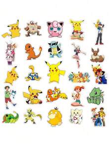 50pcs Pokemon Pikachu Cartoon Stickers, Cute Pocket Monsters Melody DIY Notebook Laptop Decorative Stickers, Gift For Children And Girls - Multicolor - View 8