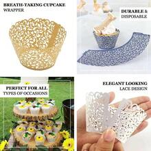 50 Pack 4" Mini Metallic Gold Butterfly Truffle Cup Dessert Liners Square Cupcake Tray Wrappers 225GSM Party Baking Supplies - trắng - Xem 4