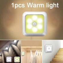 1 pièce/3 pièces Veilleuse LED à détecteur automatique, lampe murale sans fil, alimentée par batterie, convient pour les escaliers, les armoires, la salle de bain, les marches, la chambre à coucher, le couloir, la décoration intérieure - Argent - Voir 11