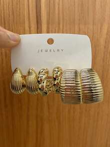 6-18pcs Gold-Tone Fashion Earrings Set, Stylish & Elegant, Suitable For Daily, Party, And Event Wear