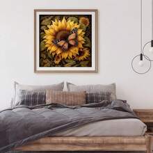 5D Diamond Painting Kits For Adults, Sunflower Butterfly Diamond Art Kits For Adults Beginner, DIY Full Drill Gem Art Paint By Diamonds Dots Crafts Kits For Home Wall Art Decor 13.7x13.7 Inch - KM251-1 - 查看 4