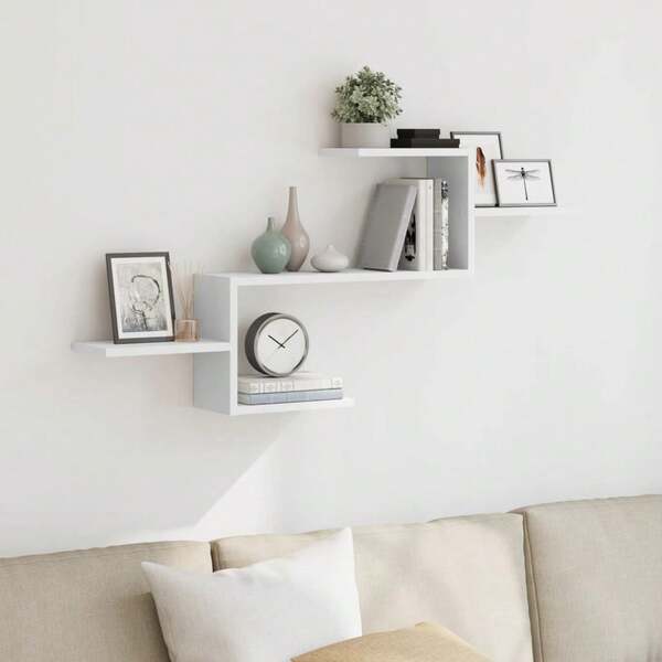 Larryhot Estante de pared madera de ingeniería blanco 104x15x49 cm, Fácil de montar, elegante y hermoso, y conveniente para almacenar artículos, es una opción ideal para el almacenamiento y la decoración del hogar.