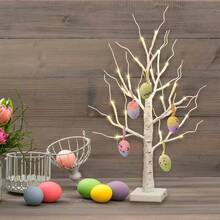 [24LED] Adjustable Beech Tree Lights With Branches - 3AA Batteries & USB Power Supply, Battery-Free, Indoor/Outdoor Decorative Lighting, For Christmas, Halloween, Easter - Plastic Shade, 3D Realistic Tree Ornament (With Trunk And Branches) - 彩色 - 查看 11