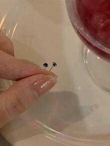 3mm Black Zirconia Stud Earrings Set, Stainless Steel 4-Prong Tiny Ear Piercing Jewelry, Suitable For Cartilage, Helix, Lobe, Minimalist Women's Earrings - Multicolor - View 5