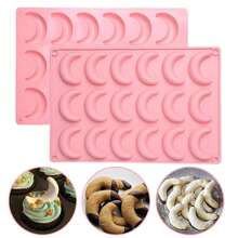 18-Cavity Silicone Moon Shaped Mold, Essential For Ramadan - Suitable For Chocolate, Ice Cube, Italian Panna Cotta, Pudding, Jelly, Candy And Cake Baking Decoration, Eid Mubarak - Multicolor - View 3