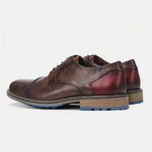 Chaussures décontractées pour hommes, pour le trajet et les sports de plein air, antidérapantes et durables, chaussures derby classiques, bottes de travail rétro à la mode - Rouge foncé - Voir 7