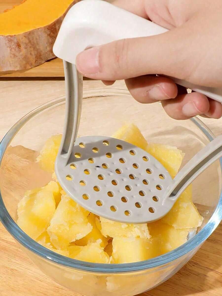 1pc Minimalist Style Solid Color Manual Potato Masher, Durable Plastic Manual Mashing Tool, Kitchen Vegetable Masher, Essential Kitchen Gadget, Suitable For New Year, Valentine's Day, Graduation Gift - Multicolor - View 1