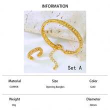 24K Gold Plated Luxury Dubai Style Bangle & Ring Set, Islamic Saudi Arabia Design Jewelry For Women, Wedding Party - Bracelet Ring Set - View 20