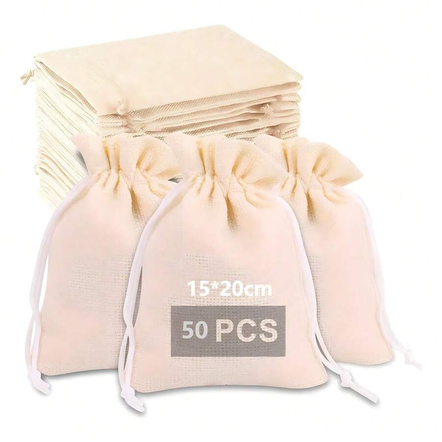 Tendencia50pz Bolsas Costales Yute Con Cordón Dulcero Regalo RecuerdoCalidad premium - Beis - Ver 1