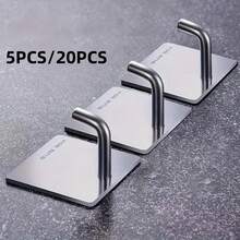 Gancho adhesivo de acero inoxidable resistente, sin necesidad de perforar, perfecto para toallas, Clips, ganchos prácticos, 5/2 uds. JNCX - Plata 20 piezas - Ver 1