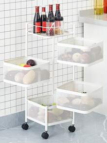 Rotatable Metal Carbon Steel Storage Rack, Kitchen Vegetable Rack, Snack Organizer