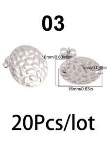 20个不锈钢几何耳钩耳环底座耳钉配件耳环连接器，适用于DIY珠宝制作材料