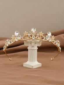 1pc Minimalist Floral Crown, Adorable Princess Style Headpiece Suitable For Bride Wedding, Birthday Party, Holiday Costume, Princess And Knight Themed Events - Gold - View 7