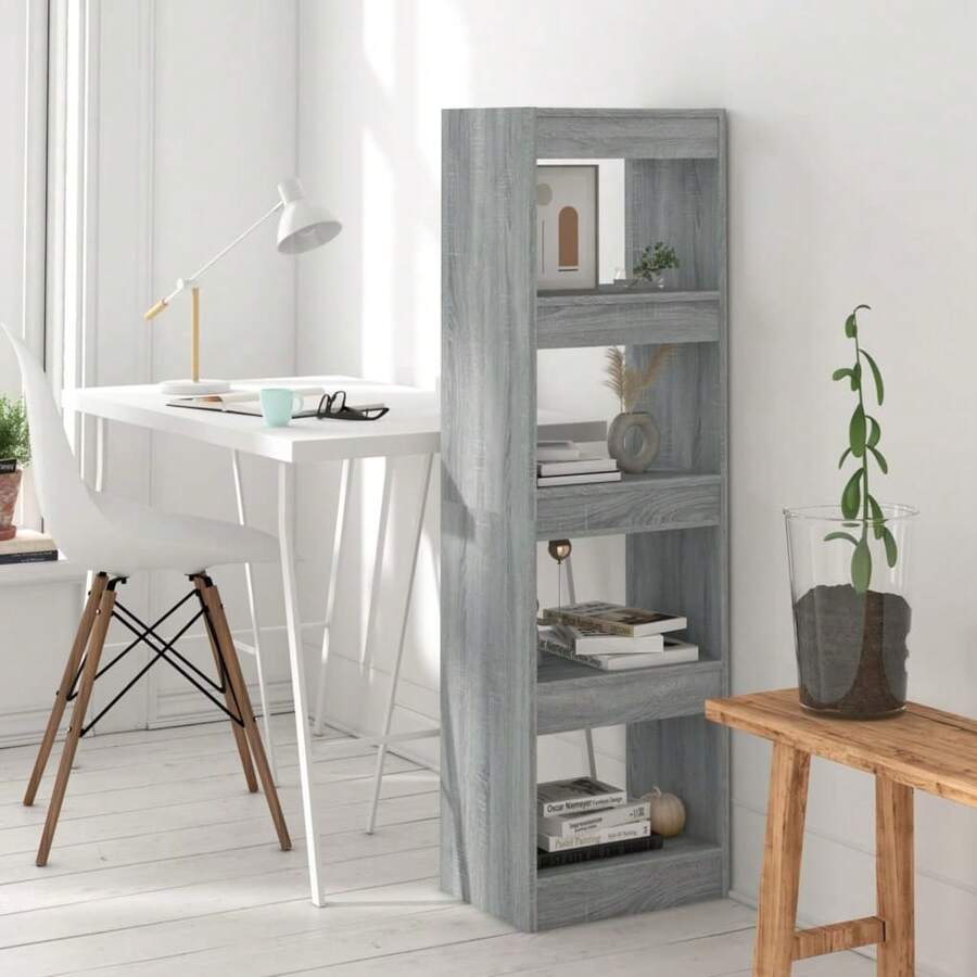 Larryhot Libreria/Divisorio Grigio Sonoma 40x30x135 cm, Facile da assemblare, dall'estetica elegante e raffinata, pratica per riporre gli oggetti, la scelta ideale per l'organizzazione e la decorazione domestica - Grigio - Visualizzare 1