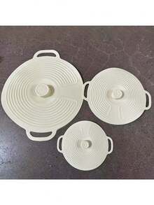 Conjunto de Tampas de Silicone com Alças Duplas e Vedação por Sucção - Resistente ao Calor para Micro-ondas e Fogão, Tampas Reutilizáveis para Tigelas, Pratos, Panelas, Xícaras - Lavável na Lava-louças (Consulte as Instruções) - Tampas de Alimentos Antiaderentes, Tampas de Panelas e Tampas de Frigideiras, Tampas de Panelas Transparentes - Multicolorido - Visão 2