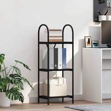 Larryhot Libreria Rovere nero 40 x 30 x 109 cm Legno multistrato, Facile da assemblare, dall'estetica elegante e raffinata, pratica per riporre gli oggetti, la scelta ideale per l'organizzazione e la decorazione domestica - nero - Visualizzare 1