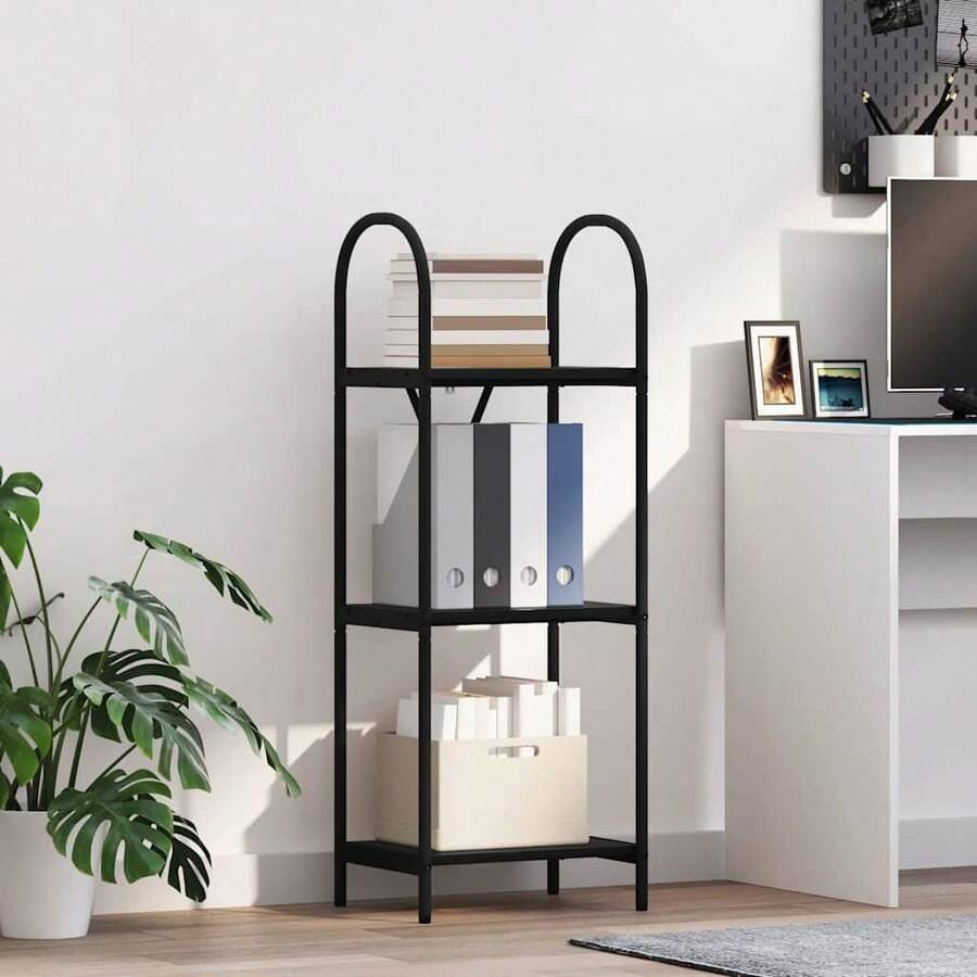 Larryhot Libreria Rovere nero 40 x 30 x 109 cm Legno multistrato, Facile da assemblare, dall'estetica elegante e raffinata, pratica per riporre gli oggetti, la scelta ideale per l'organizzazione e la decorazione domestica - nero - Visualizzare 1