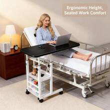 This Bedside Desk Is Designed For Nursing Care, Featuring Adjustable Height With Braked Casters. It's A Rehabilitation Desk With A Bedside Table Design, Suitable For Home Medical Care, And Can Also Be Used As A Dining Table For Elderly Patients. It's Available In Multiple Colors And Makes A Practical Gift. - trắng - Xem 4
