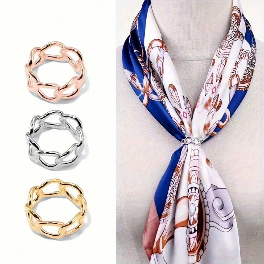 Minimalist Fashion Interlocking Ring Scarf Clip, Versatile Scarf Clip & Brooch, Unique Design For Women