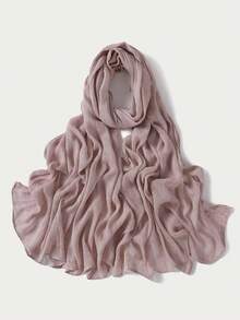 1件装女士纯色褶皱100%人造丝围巾，时尚休闲头巾/头巾 - 多色 - 查看 13