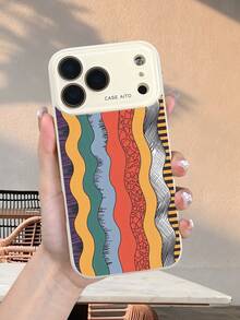 Abstraktes Wellenmuster, kreatives Retro-Design mit Farbblockierung, einzigartiges ästhetisches Schutzdesign, kompatibel mit iphone17 promax/17 pro/17/Air/16promax/16pro/16/15promax/15pro/15/14promax/14pro/14/13promax/13pro/13/12promax/12pro/12
