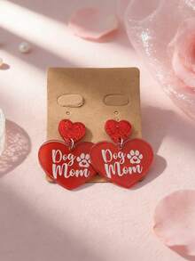 1 Pair Acrylic Heart, Leopard Print And Red Lip Pattern Earrings, Sweet Style, Suitable For Women To Wear At Parties, Also Can Be Used As Holiday Gifts - Multicolor a - View 7