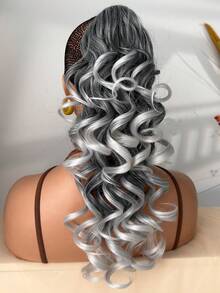 爪形马尾假发片，黑色、棕色、灰色渐变多色可选，18英寸深波浪耐热纤维合成马尾假发，适合女性在圣诞节、万圣节、音乐节、派对和日常使用。 - 拼色 - 查看 8