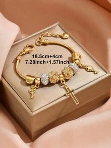 1件时尚DIY串珠手链，豹纹图案，台球造型，8字形水晶环，星形珠子，樱桃吊坠手链，适合日常、派对、周年纪念、特殊场合、生日礼物 - 4629櫻桃 - 查看 6