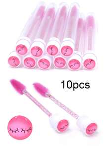 Bộ 10 cọ trang điểm mắt hình mặt cười lấp lánh, có nắp đậy chống bụi, có thể tái sử dụng, cọ chuốt mascara lấp lánh, hộp đựng trong suốt, cũng có thể dùng làm cọ kẻ lông mày, cọ tán phấn mắt, cọ xoắn ốc. - Nhiều màu - Xem 4