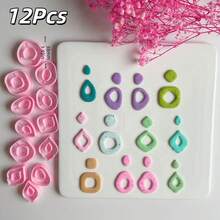 1/2/12 szt. uroczych, mieszanych, geometrycznych foremek do gliny polimerowej (14 mm) – urocze narzędzia rzemieślnicze do majsterkowania, biżuterii, kolczyków, zawieszek i ręcznie robionych dekoracji - Różowy - Zobacz 3