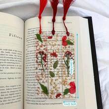 3/6个花朵亚克力书签，透明彩色流苏书签，可爱花卉书签，适合女性、教师、学生、爱书人士，4种款式，书虫文学礼物，阅读书籍配件，返校季礼物 - 彩色 - 查看 3