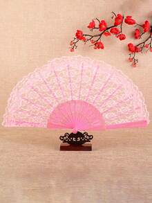 1把黑色精致蕾丝折扇，维多利亚哥特风手持饰品，多色镂空洛丽塔蕾丝扇，可搭配旗袍、传统中式服装，也可作为折扇、舞扇、降温扇、蕾丝扇或婚礼道具。 - 彩色 - 查看 13