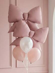 4Pcs Extra Large Frosted Pink Bow Aluminum Foil Balloons, Pink Party Decorative Balloons, Perfect For Various Theme Event Decorations, Back-To-School Activities, Weddings, Birthdays, Garden Parties, Graduation Season, Anniversary Celebrations, Photo Background Balloons, Music And Art Event Decorations - Hồng mờ - Xem 9