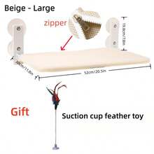 55磅承重可折叠猫窗台，无线猫吊床，结实耐用的休息座椅，升级吸盘，易于组装，室内猫窝，透气柔软，四季皆宜，绝佳礼物 - 彩色 - 查看 22