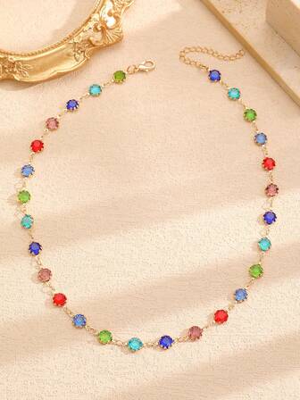 1 pieza Collar con colgante de corazón colorido y minimalista de moda, adecuado para el uso diario de las mujeres