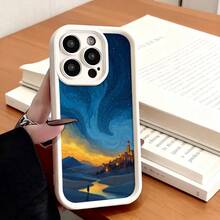 Funda de teléfono de moda, compatible con varios modelos de ,  y , diseño de arte de paisaje de cielo estrellado para fundas de teléfono, protector de teléfono para modelos de ,  y , regalo de funda de teléfono para pareja, regalo de vacaciones para novio o novia, este es un regalo popular para amigos o socios, adecuado para ocasiones de negocios. Duradera, resistente a las manchas y a las huellas dactilares, esta nueva funda para teléfono de hombres y mujeres es un gran regalo. - Café integral - Ver 4