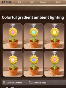 1PC Creative Sunflower Flower Language Humidifier, 7-Color Gradient Ambience Light USB-Powered Quiet Mini Ornament Suitable For Bedroom Office Desk Decor - Multicolor - View 8