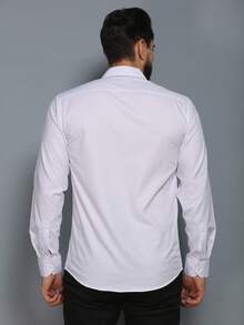 Men's Slim Fit Long-Sleeved Dress Shirt - White - View 4