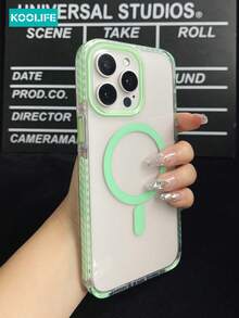 Koolife 1 tấm ốp lưng PC trong suốt 2.0mm có sạc không dây từ tính, chân đế có lỗ dây đeo có thể tháo rời, lớp lót màu bên hông, khung ống kính đúc, ốp lưng bảo vệ toàn diện cho điện thoại tương thích với iPhone 17 ProMax/17/17 Pro/17 Air/16/16 Pro/16 Plus/16 ProMax/11/11 Pro/11 ProMax/12/12 Pro/12 ProMax/13/13 Pro/13 Plus/14/14 Pro/14 Plus/14 ProMax/15/15 Pro/15 Plus/15 ProMax - màu xanh lá - Xem 3