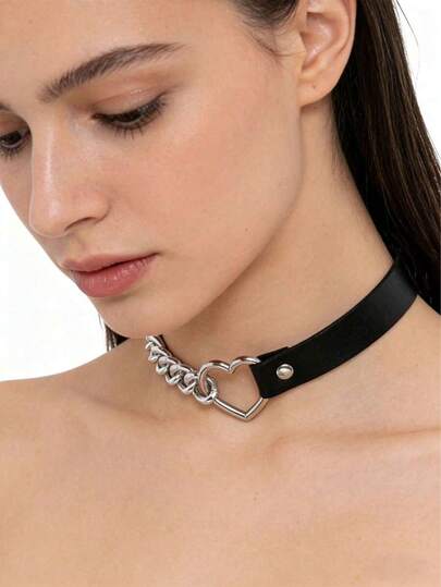 1pc Fashion Collar Punk Choker Rock Gothic Black PU Leather Tassels Harajuku Studded Necklace Bondage Bell Party Jewelry Accessories