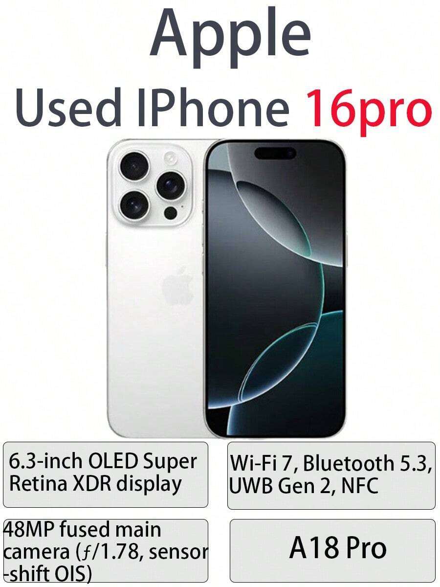 Apple iphone16pro蘋果16proA18晶片 正品二手機 16pro 6.3吋白色鈦金屬 128GB(Chinese version, No eSIM) 白色 - 白色 - 查看 1