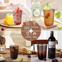 KesaPlan 100 Pcs Disposable Stemless Glasses 12oz Crystal Plastic Wine Glasses Clear Classic Cup For Meeting Weddings Birthdays Cocktail Christmas Party Supplies - 黑色-100個-16盎司 - 查看 5