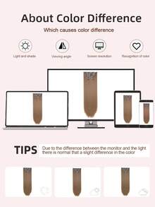 20inch Clip In Hair Extensions, Straight Synthetic Hair Extensions, SuitableSmooth And Silky For Women And Girls Daily Use - Multicolor - View 10