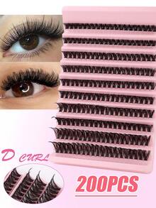 608/544片D型卷翘单根假睫毛套装,包含胶水、定型液、镊子/睫毛夹、睫毛刷,新手友好型DIY假睫毛套装,蓬松浓密自然妆效,家用DIY分段式假睫毛套装,大容量睫毛簇,适用于各种眼妆,经典逼真柔软便携睫毛册 - 彩色 - 查看 13