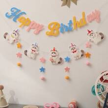 Decoraciones de fiesta con tema de gato de dibujos animados - Pancartas, banderas y decoración colgante para razas de gatos Siamés, Maine , Ragdoll y Bengal de pelo corto - Multicolor - Ver 10