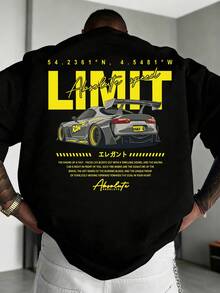 Men's Summer Fashion Minimalist Racing Element Print Round Neck Short Sleeve T-Shirt | Basic Style Street Casual Versatile Top - Black - View 1